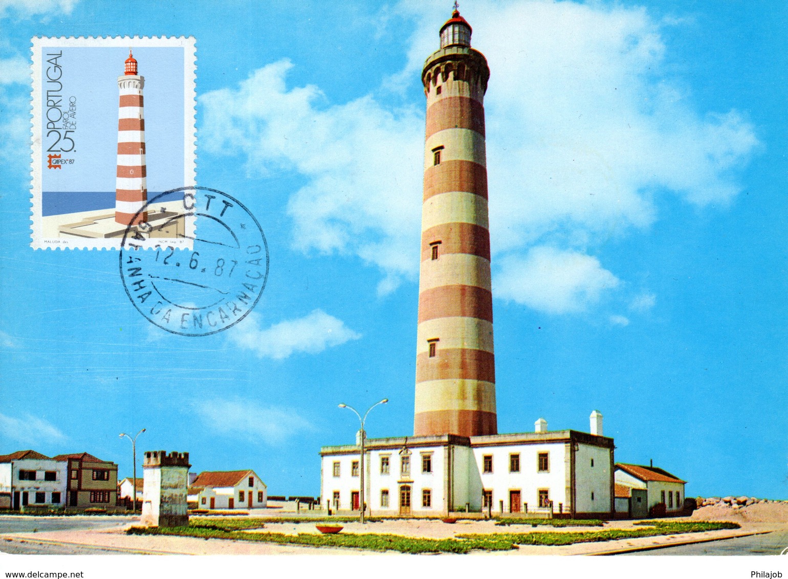 " PHARE DE LA PLAGE DE LA BARRA " Sur Carte Maximum Du PORTUGAL De 1987 - Vuurtorens