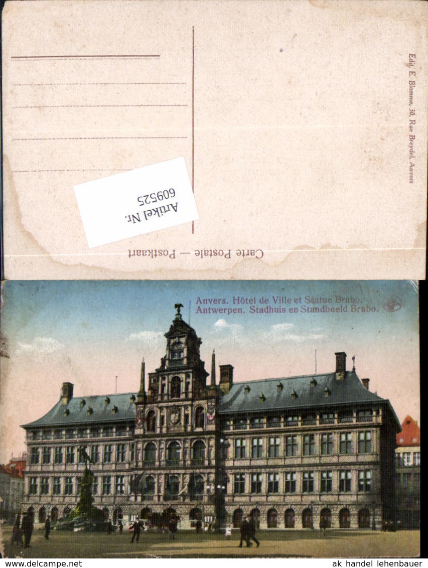 609525,Anvers Antwerpen Flandern Stadhuis En Standbeeld Brabo - Sonstige & Ohne Zuordnung