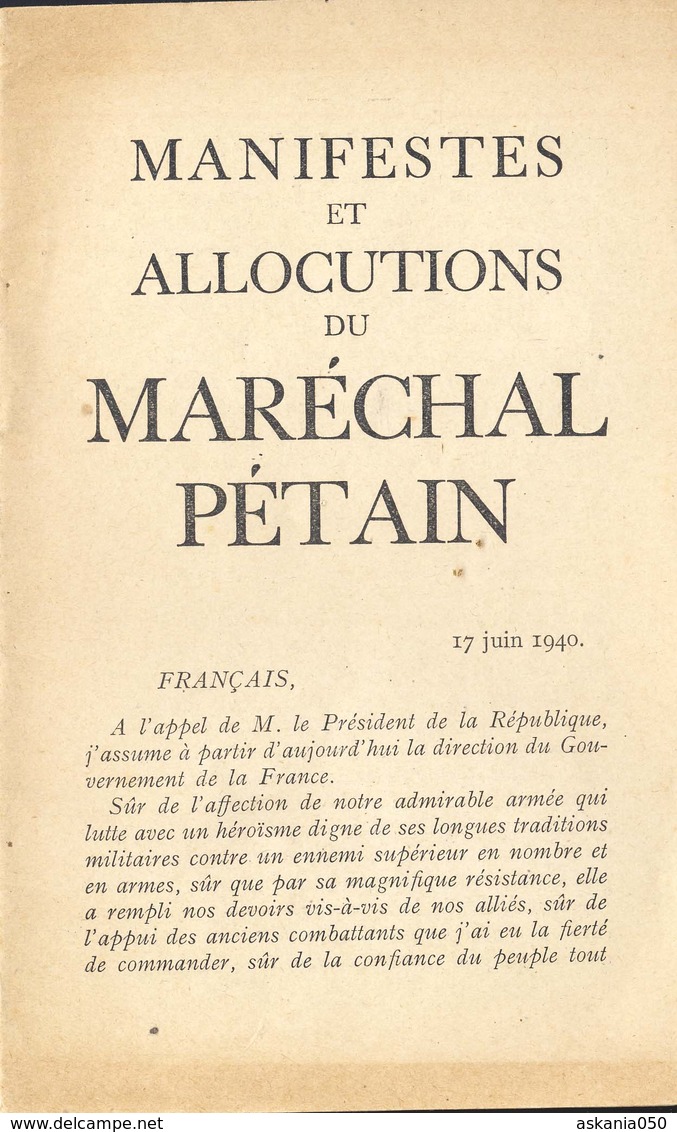 13 Allocutions Du Maréchal Pétain - 1939-45