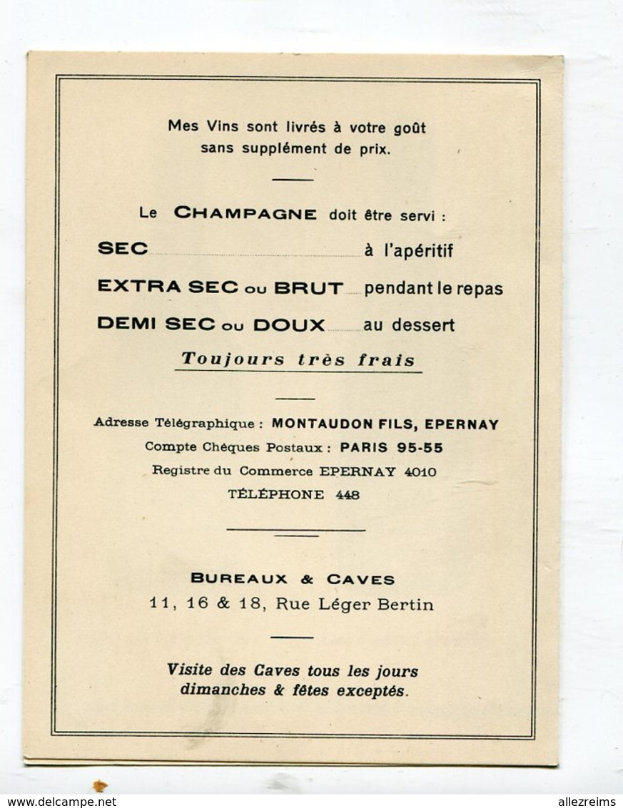 Carte Pub  : Vins De Champagne Maison MONTAUDON    à Epernay - Publicités