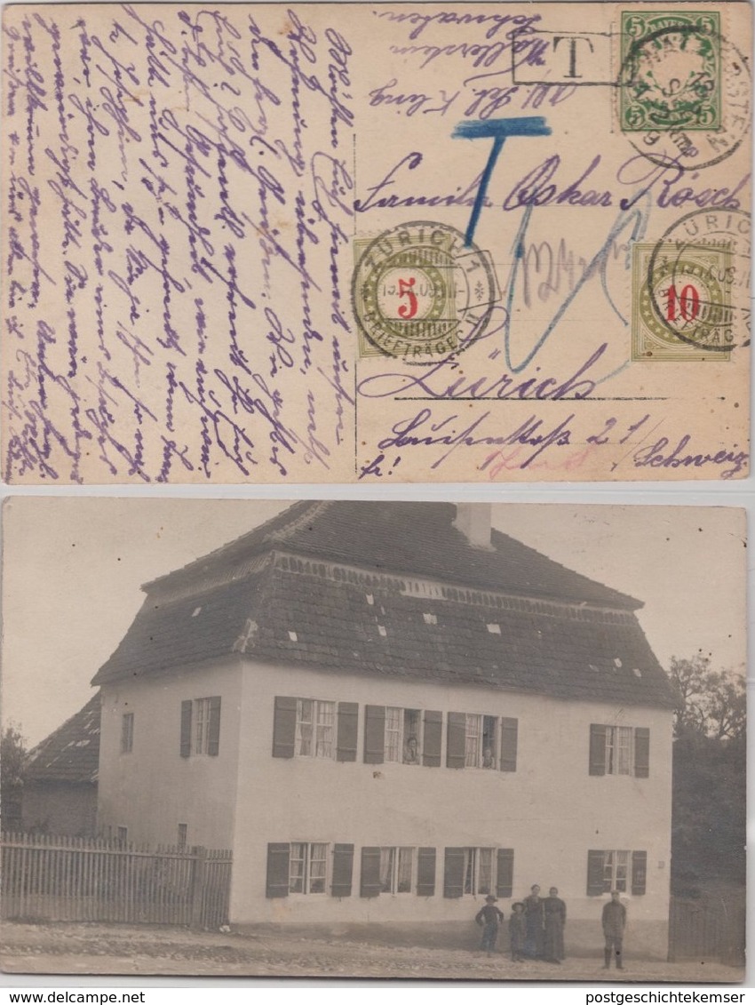 Bayern - Wallerstein 1909, Priv. Fotokarte I.d. SCHWEIZ Nachporto N. Zürich - Autres & Non Classés