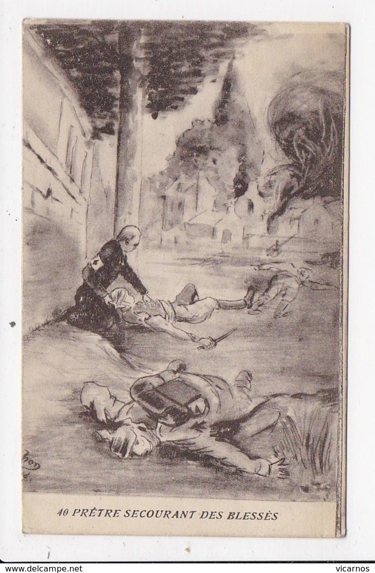 CPA MILITARIA ILLUSTRATION Pretre Secourant Des Blessés - Guerre 1914-18