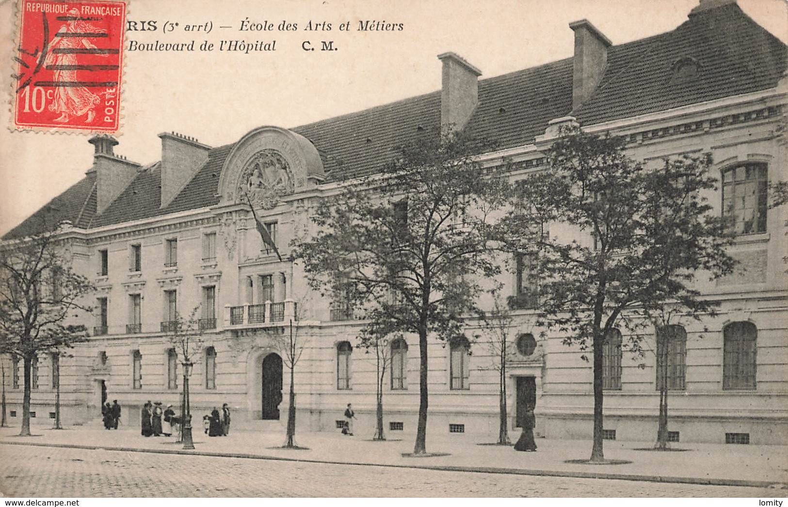 75 Paris 3eme Arrondissement Ecole Des Arts Et Metiers Boulevard De L' Hopital , Carte écrite En 1915 - Arrondissement: 03