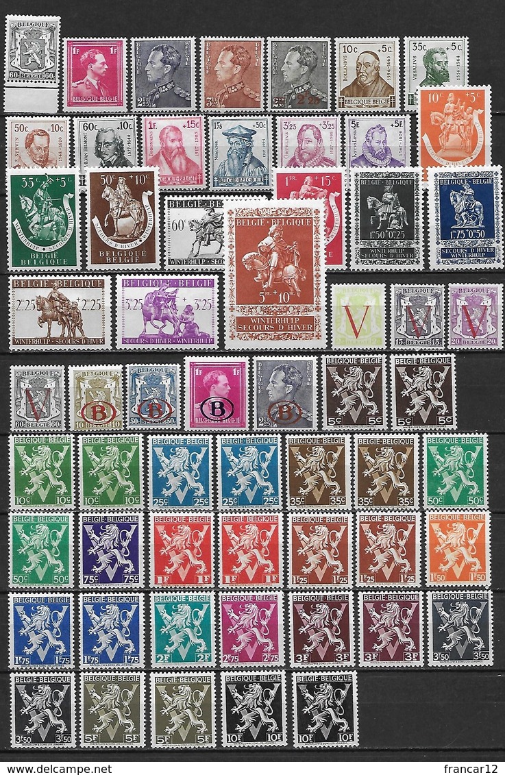 Belgique België 1940-1945 - 66 Timbres ** Cote 55 Euros - Neufs