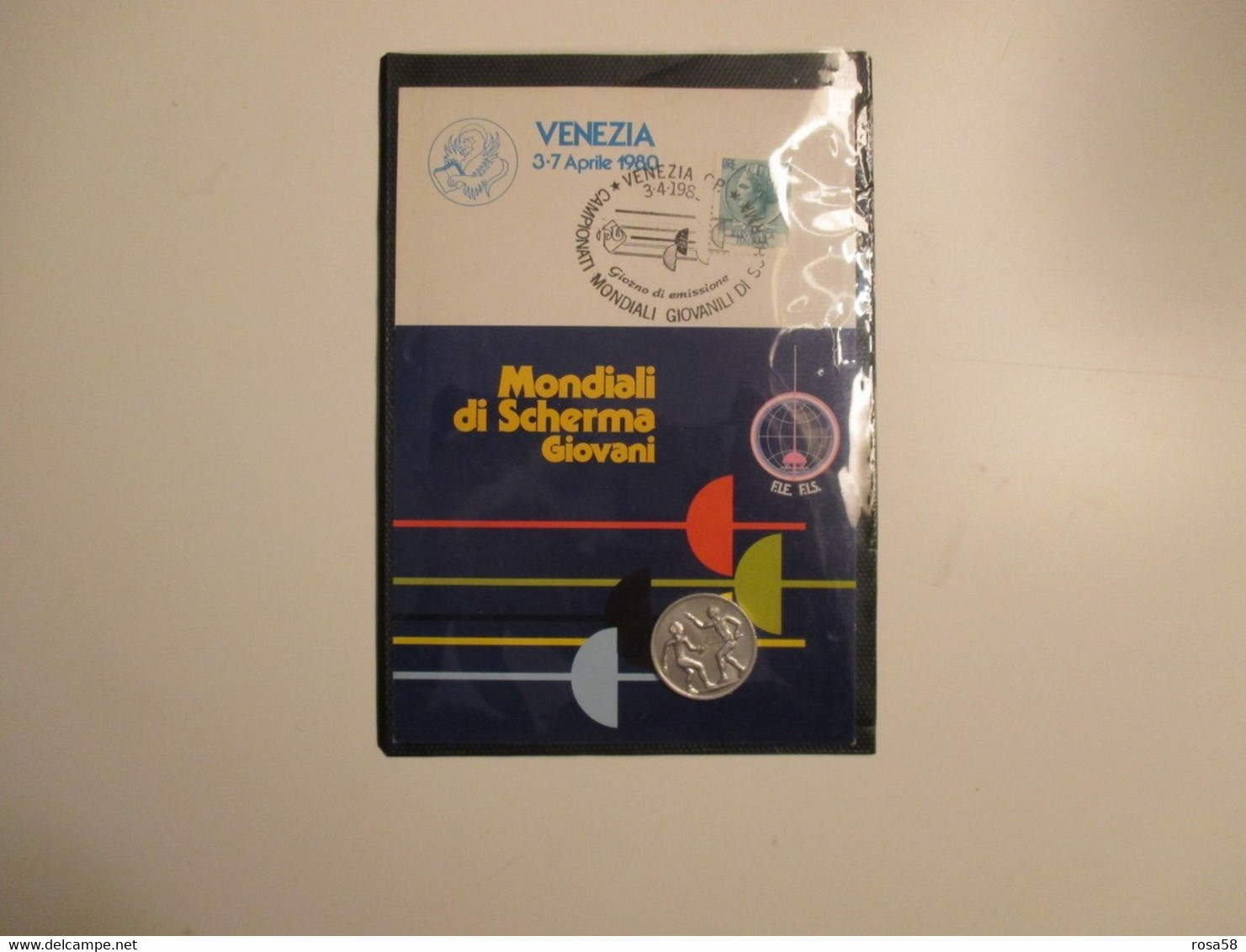1980 Campionati Mondiali Giovanili SCHERMA Venezia Annullo Speciale + Medaglietta Metallo - 1981-90: Storia Postale