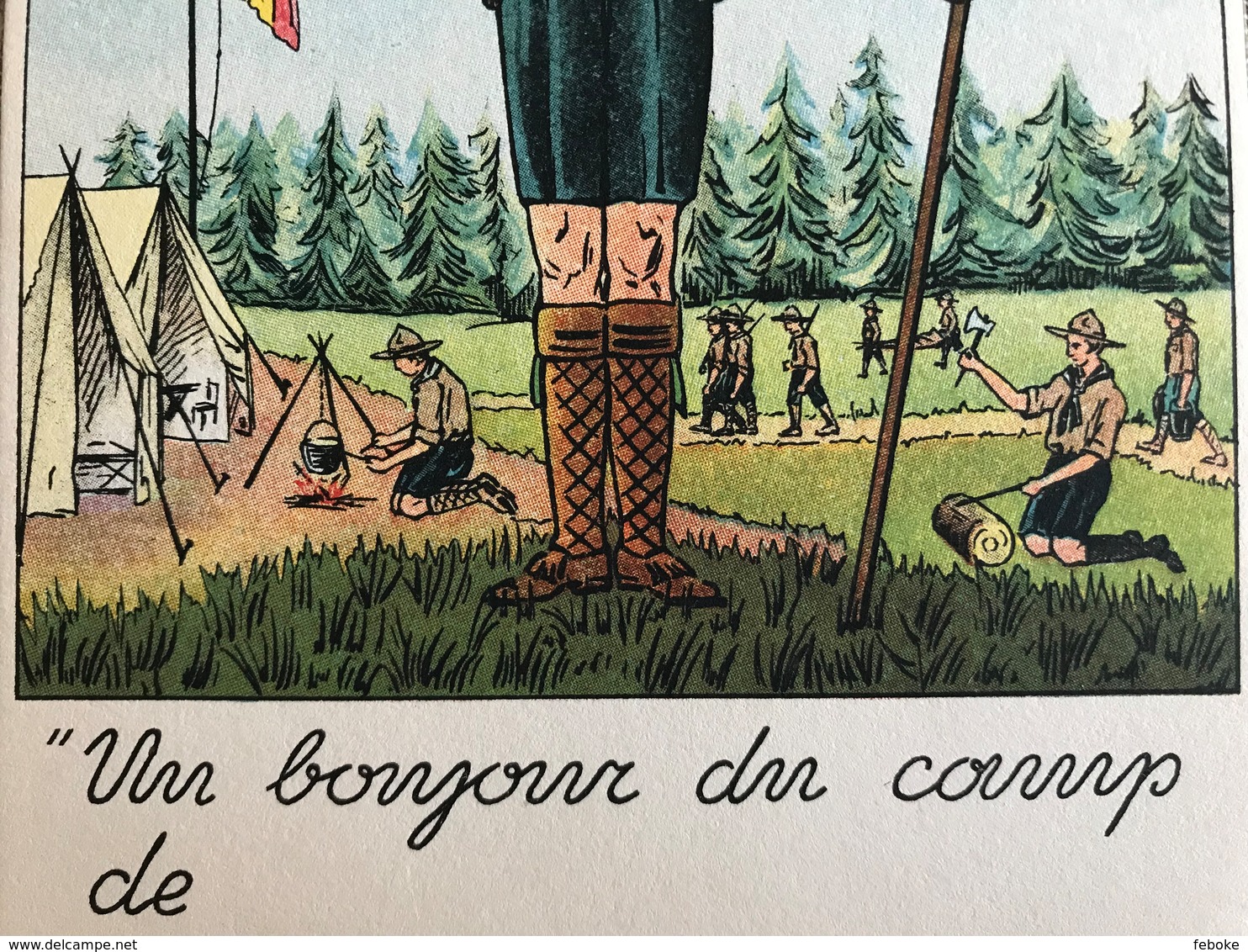 'VIENS AVEC NOUS - UN BONJOUR DU CAMP DE ...' SCOUT BELGIQUE CARTE POSTALE ILL. COULEURS - Autres & Non Classés