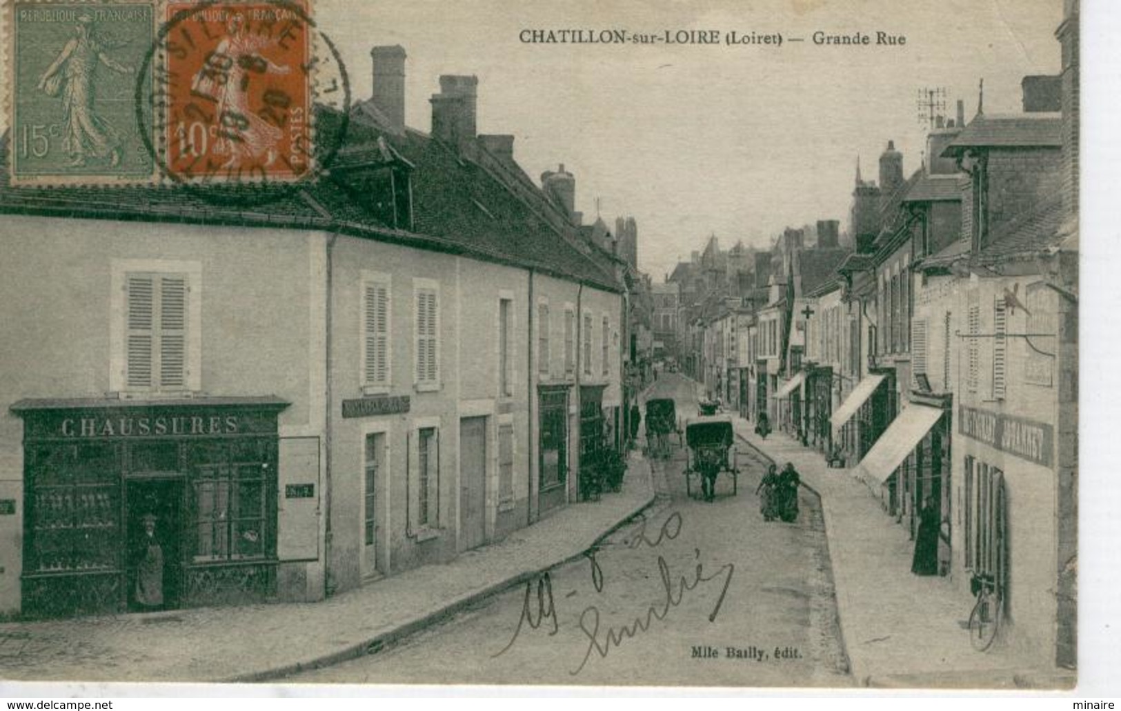 CHÂTILLON Sur LOIRE Grande Rue -1920 - Bon état - Chatillon Sur Loire