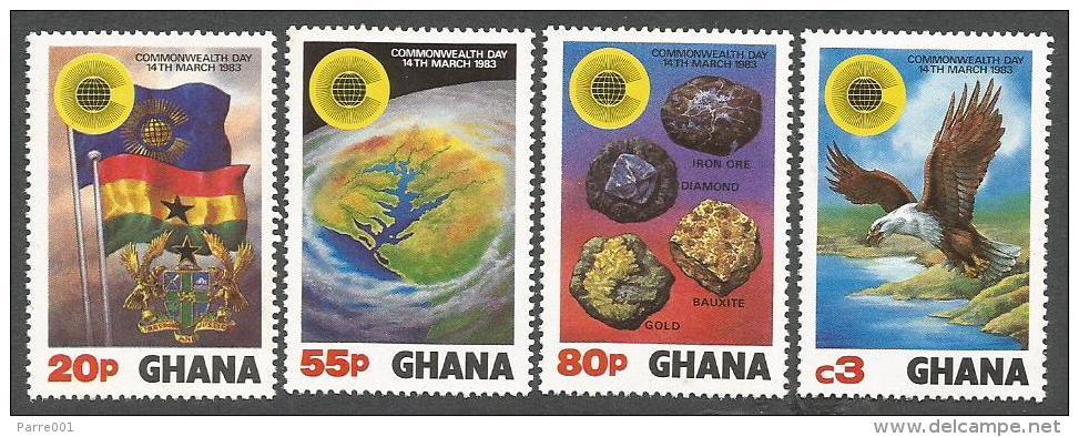 Ghana 1983 Gold Bauxite Diamond Iron Ore Minerals Fish Eagle Flag Commonwealth Michel 964-7 Set - Mineralen