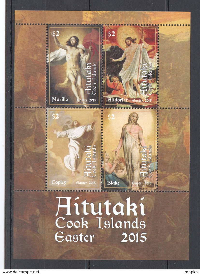 P108 2015 AITUTAKI ART PAINTINGS EASTER MURILLO COLPEY BLAKE ALTDORFER RELIGION EASTER 1KB MNH - Religieux