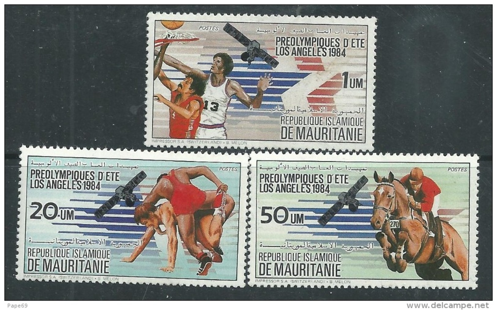 Mauritanie  N° 535 / 37 XX  Préolympiques D'été- Los Angeles 1984. Les 3  Valeurs Sans Charnière, TB - Mauritanie (1960-...)