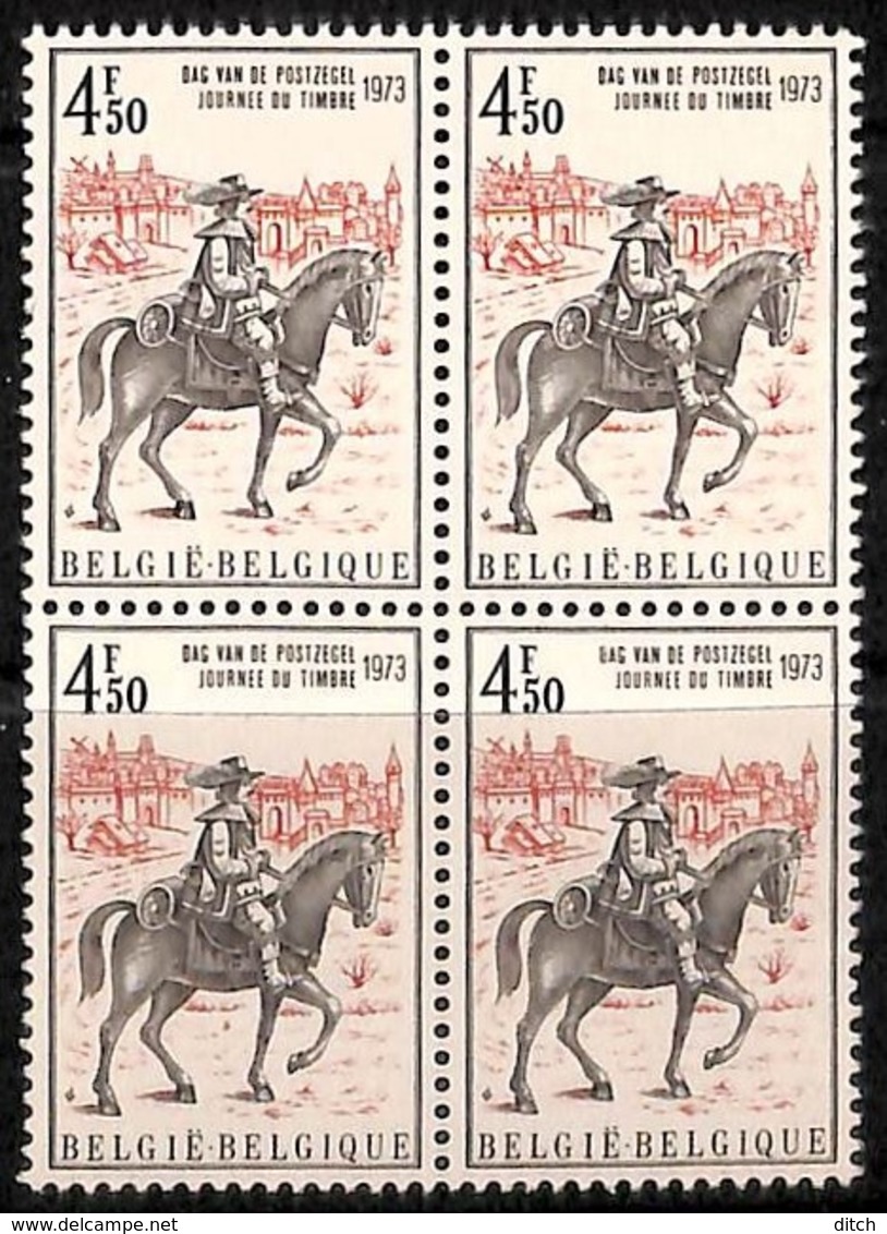 D - [205243]BELGIQUE 1973 - N° 1668-v2, Facteur à Cheval, Pomme De Pin Sous La Selle Du Cheval, Journée Du Timbre, Dans - Autres & Non Classés