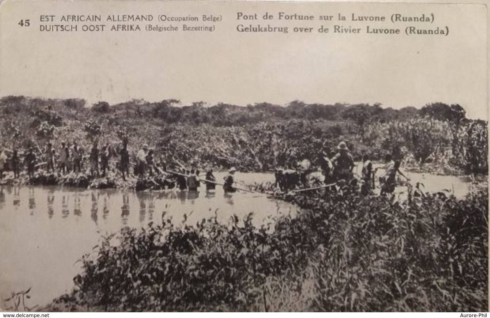 Congo Belge - Entier Postal Nr. 45 - Est Africain Allemand Occupation Belge Pont De Fortune Sur La Luvone - Entiers Postaux