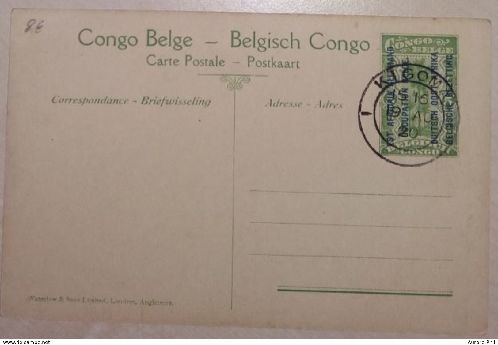 Congo Belge - Entier Postal Nr. 45 - Est Africain Allemand Occupation Belge Pont De Fortune Sur La Luvone - Postwaardestukken