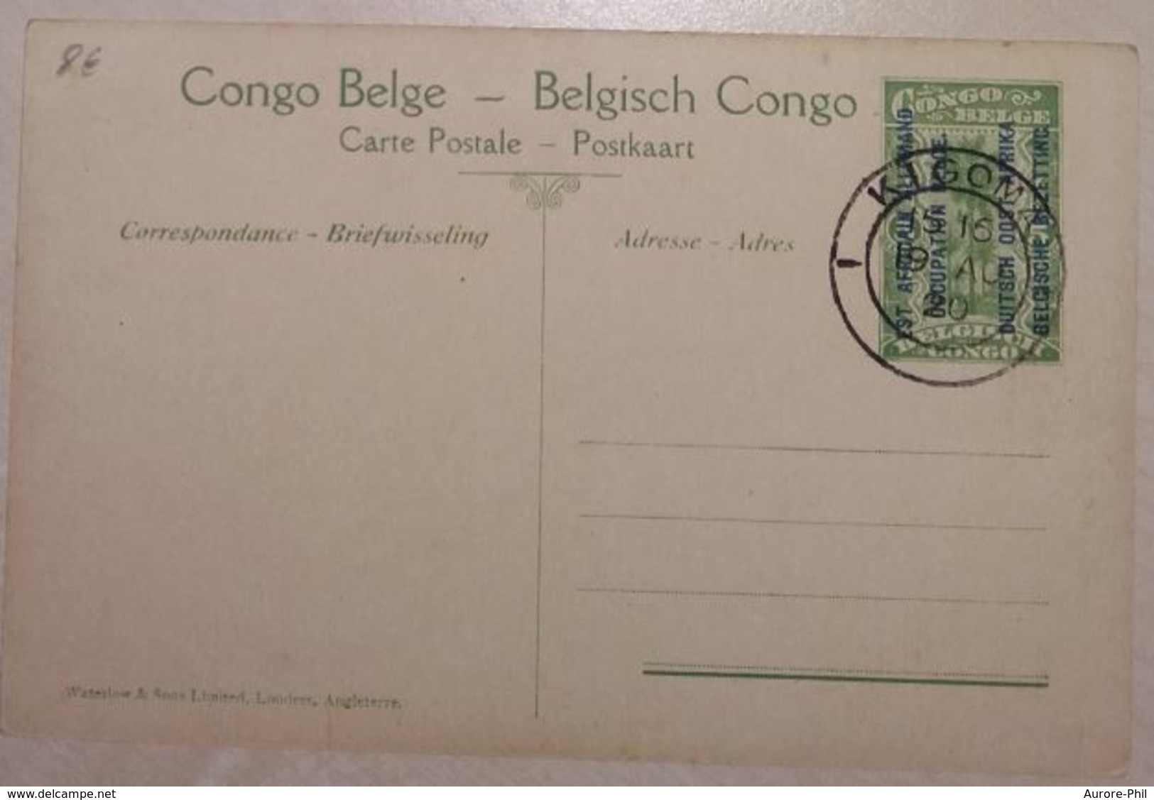 Congo Belge - Entier Postal Nr. 45 - Est Africain Allemand Occupation Belge Pont De Fortune Sur La Luvone - Interi Postali