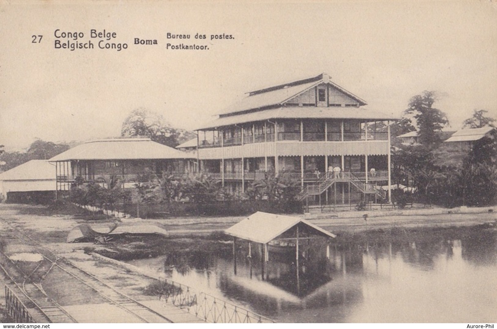 Belge Pont De Fortune Sur La Luvone 8 194.	Congo Belge - Entier Postal Nr. 27 BOMA : Bureau Des Postes - Entiers Postaux