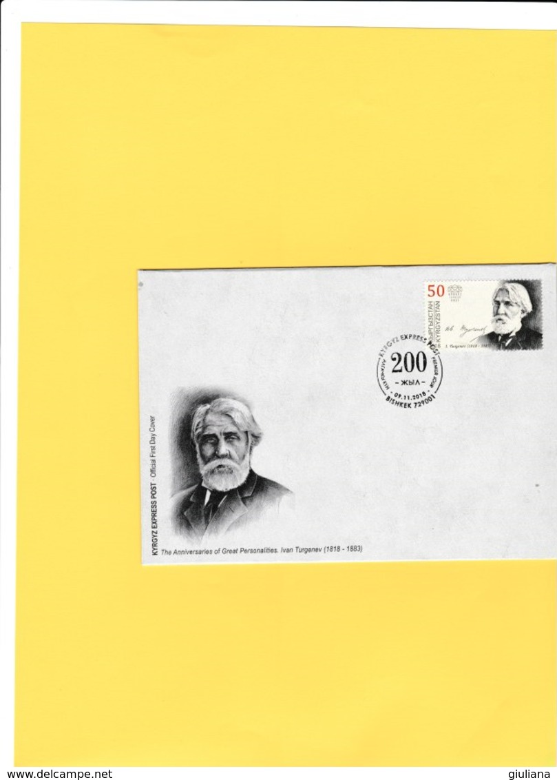 Kirghizstan 2018 -  FDC Ufficiale   I. Turgenev 1818-1883 - Kyrgyzstan