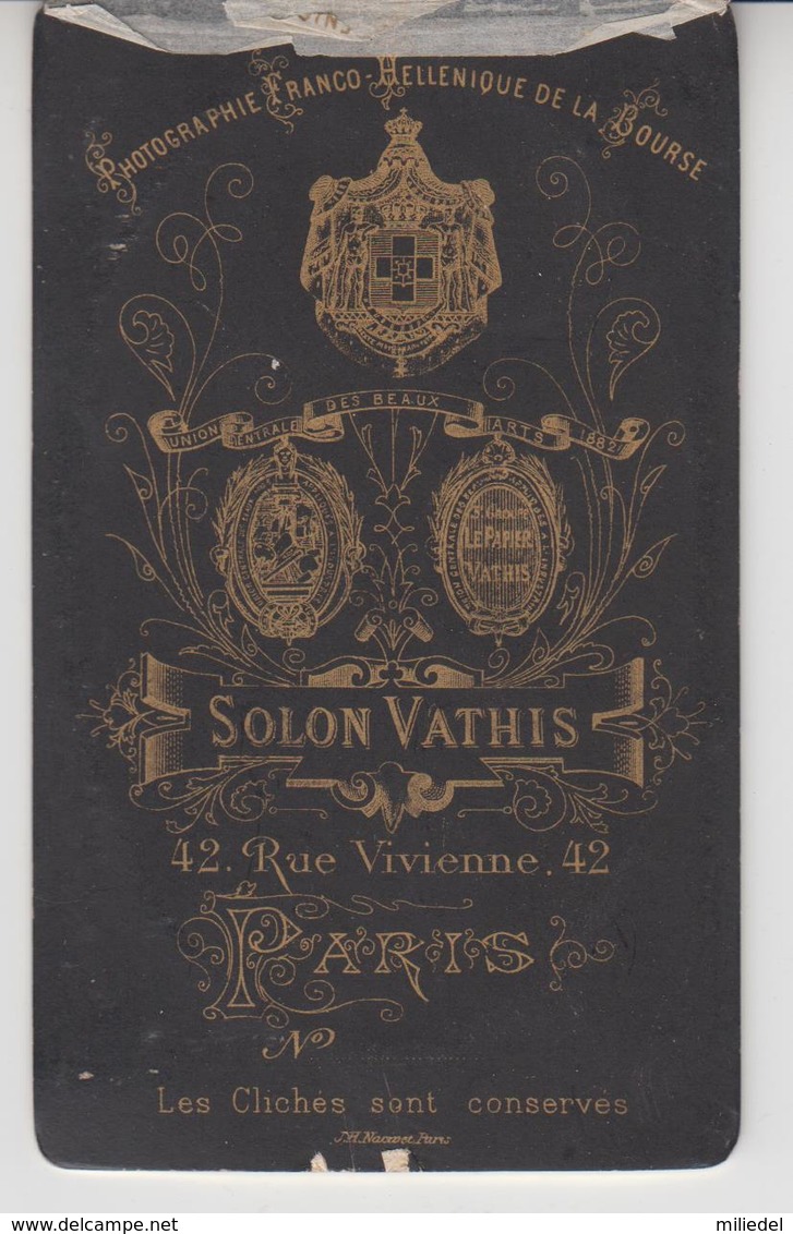 SU 030 /   CDV  : Portrait   /   Photographe SOLON  VATHIS  / PARIS  Rue VIVIENNE - Old (before 1900)