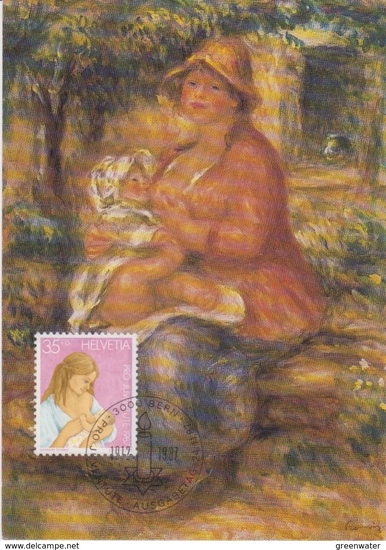 Switzerland 1987 Pro Juventute 35Rp Painting Auguste Renoir Maxicard (42469) - Maximum Cards