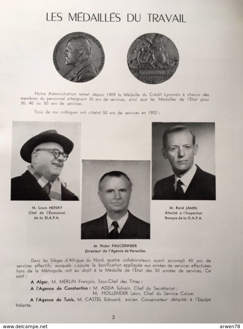 La Vie Familiale Au Credit Lyonnais En 1952 Genealogie Naissances Mariages Necrologie Medaille - Autres & Non Classés