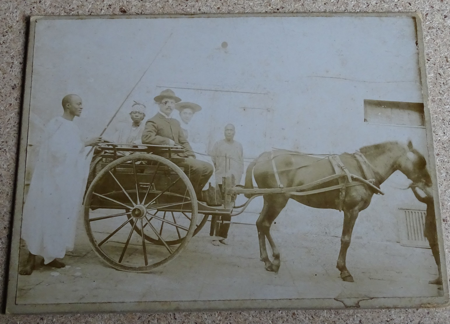 Photo Originale Ancienne -carton Rigide Les Plantades - Sénégal - Propriétaire Blanc Charette Attelage - Autres & Non Classés