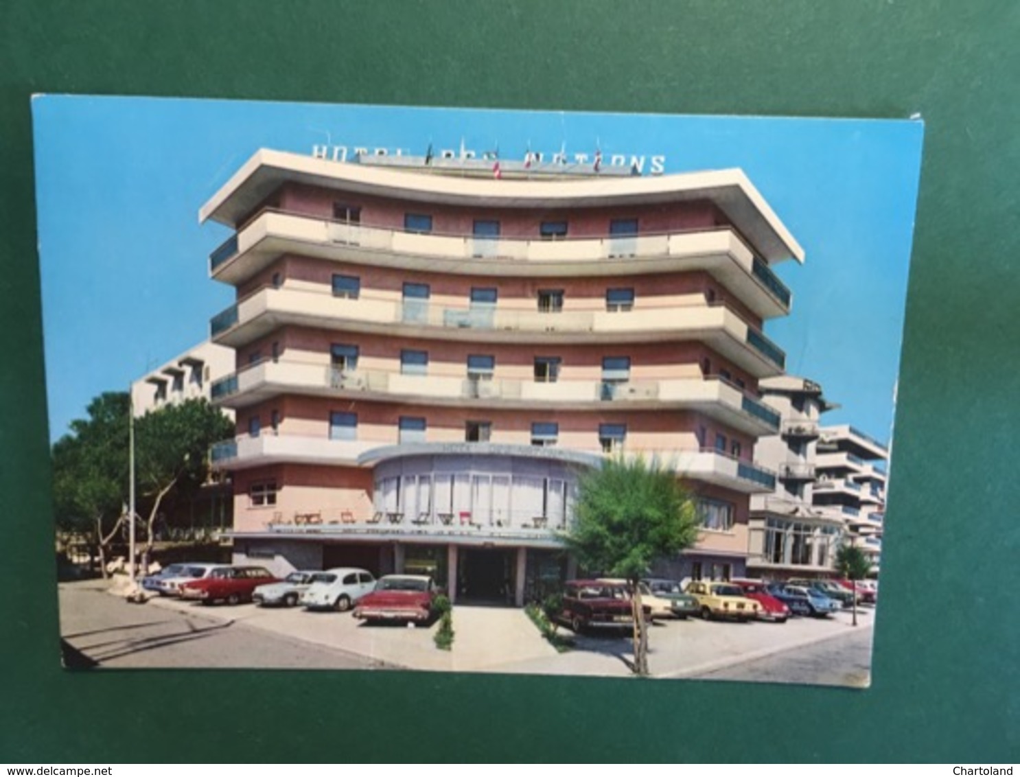 Cartolina Hotel DEs Nations - Via Lungomare Costruzione - Riccione - 1970 Ca. - Rimini