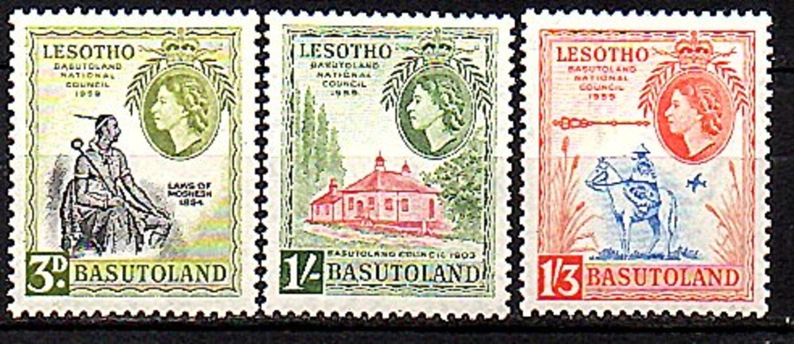 Basutoland  Lesotho 1959 National Council Complete Set SG 55-7 MLH (203) - 1933-1964 Kronenkolonie