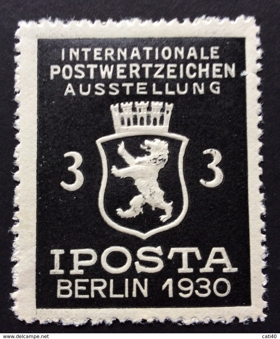 BERLIN 1930 IPOSTA KI TERNATIONALE POSTWERTZEICHEN  AUSSTELLUNG - Erinnofilia