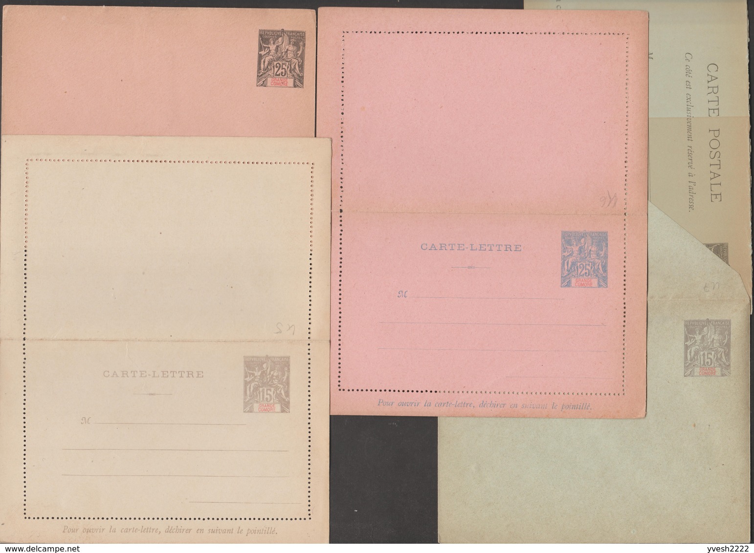 Grande Comore. 5 Entiers Postaux, Dont Deux Cartes-lettres - Lettres & Documents