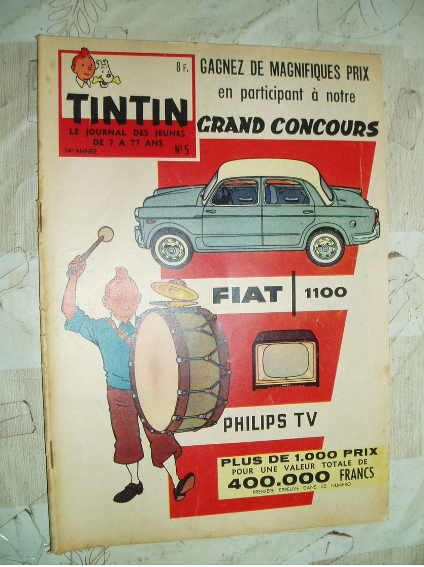 TINTIN BELGE  NO 5- 02/1959-COVER TINTIN-RC DIVERS-- -VOIR - Tintin