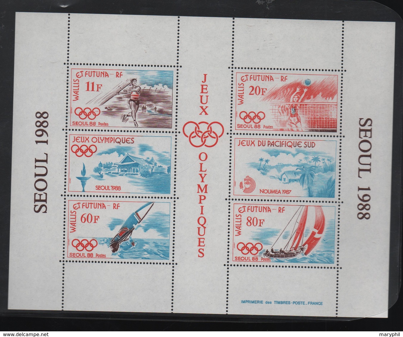 WALLIS ET FUTUNA   BF N° 3 ** -  J.O DE SEOUL ( JAVELOT, VOLLEY, PLANCHE A VOILE, YATCHTING) - Blocks & Sheetlets