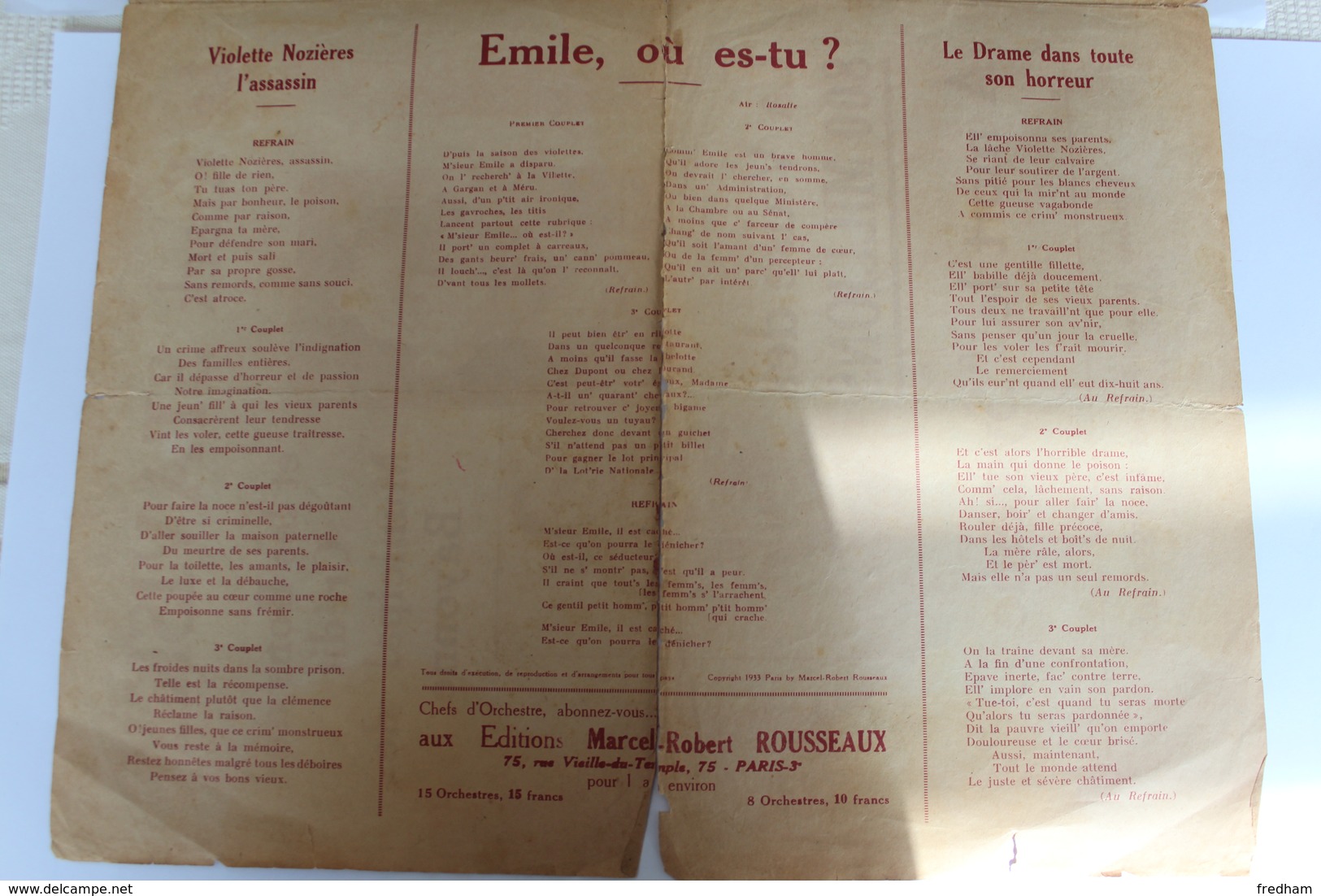 PARTITION PAROLES ET MUSIQUE EDITIONS ROUSSEAUX COLLECTOR - Spartiti