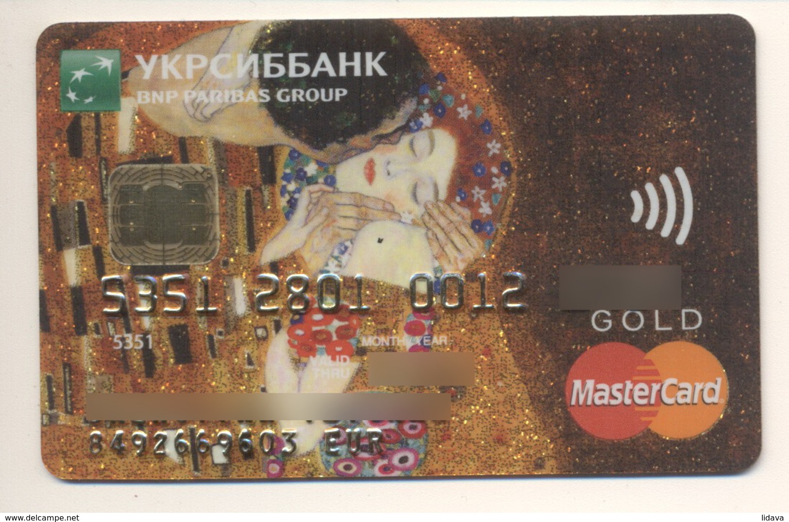 Credit Card Art Gustav Klimt The Kiss Bankcard Ukrsibbank UKRAINE MasterCard GOLD Expired - Cartes De Crédit (expiration Min. 10 Ans)