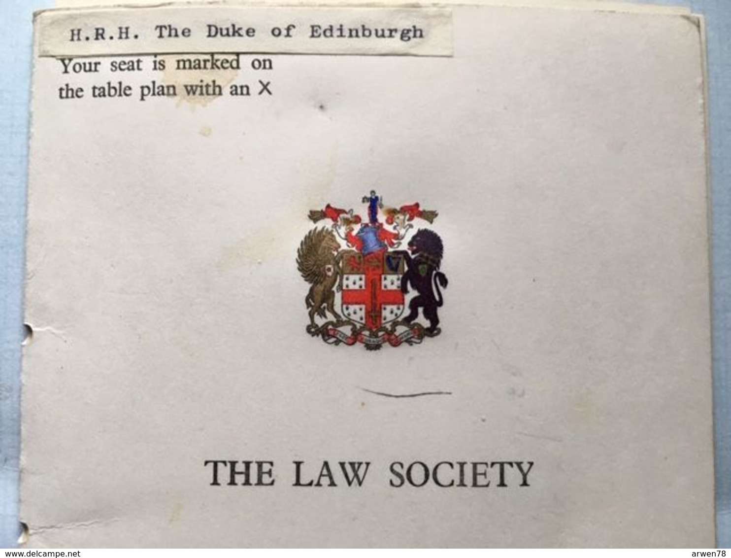 Menu & Plan De Table The Law Society Duke Philip D'edinburgh 6 Juillet 1961 - Menú