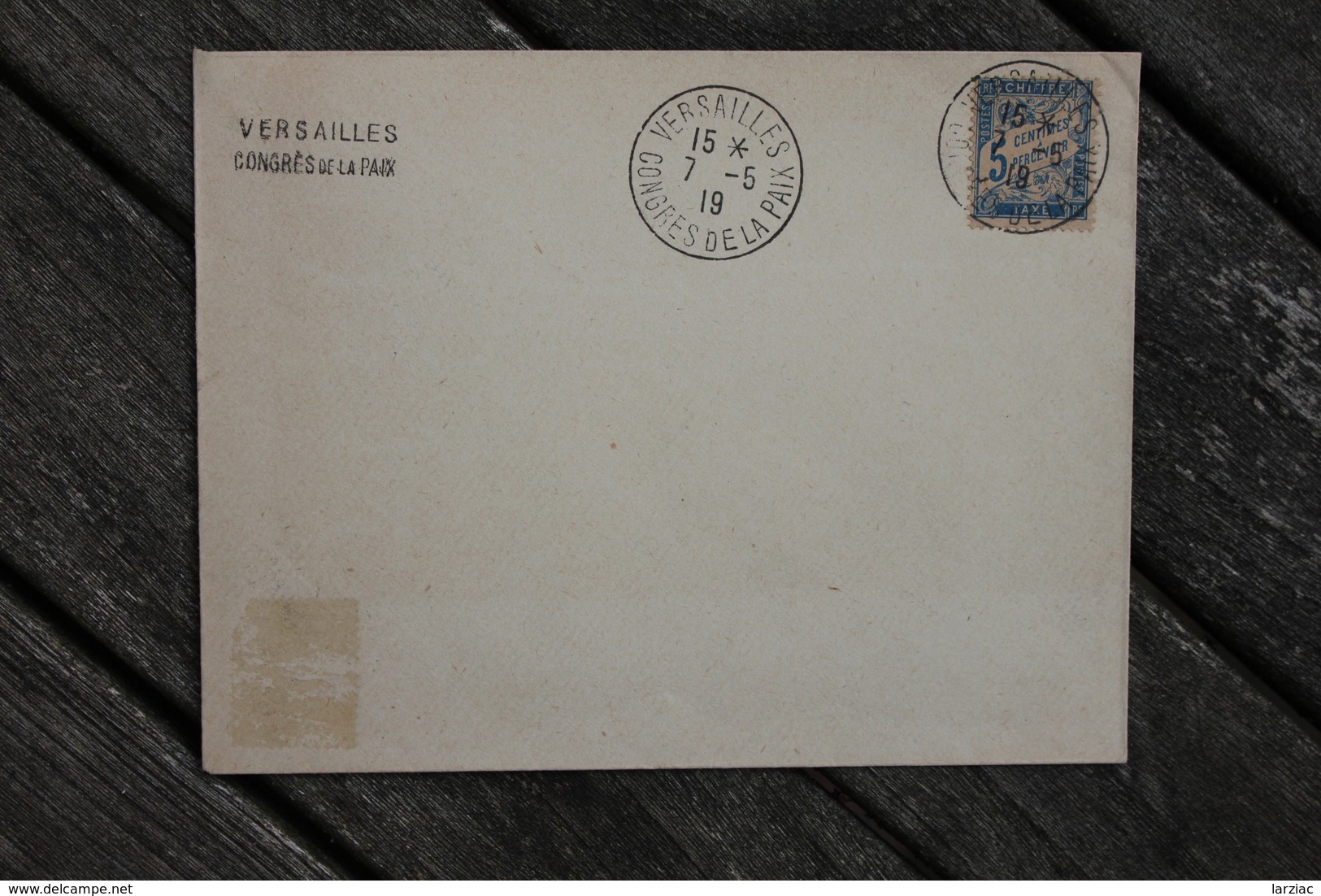 Enveloppe Avec Timbre Taxe Oblitération Versailles Congrès De La Paix 1919 - 1859-1959 Lettres & Documents