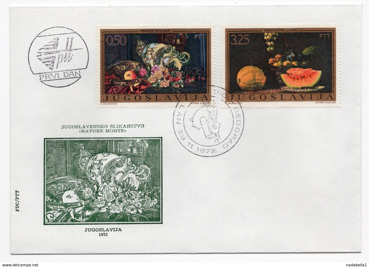 YUGOSLAVIA, FDC, 28.11.1992, COMMEMORATIVE ISSUE: YUGOSLAV ART " NATURE MORTE" - FDC