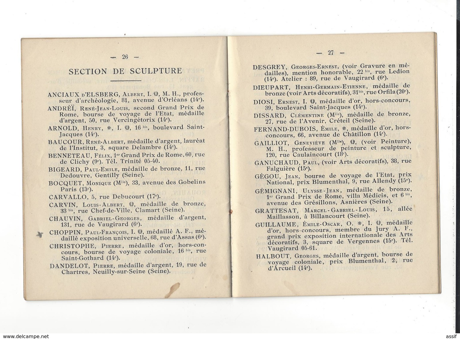 Association Des Artistes Boursiers Du Département De La Seine  - Annuaire 1936  Livret Br. 36 P. - Sonstige & Ohne Zuordnung