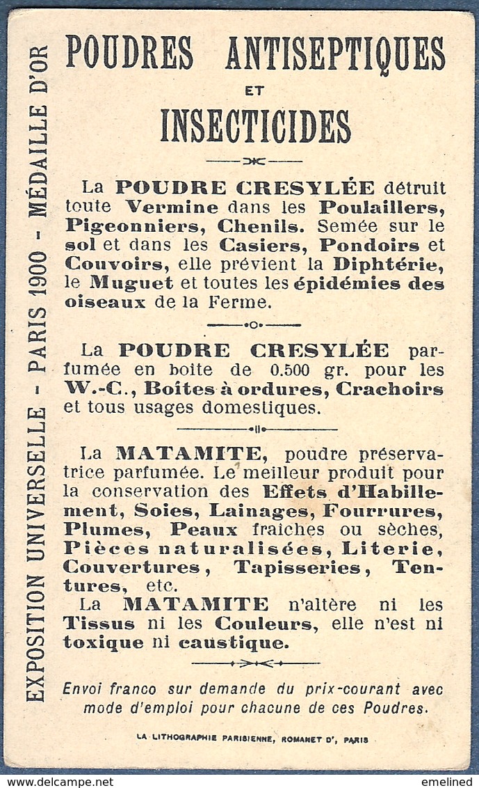 Chromo Crésyl-Jeyes Désinfectant Fond Or Et Jaune Ombre Chinoise Humour L'influence Du Bignou Biniou Bretagne Danse - Autres & Non Classés