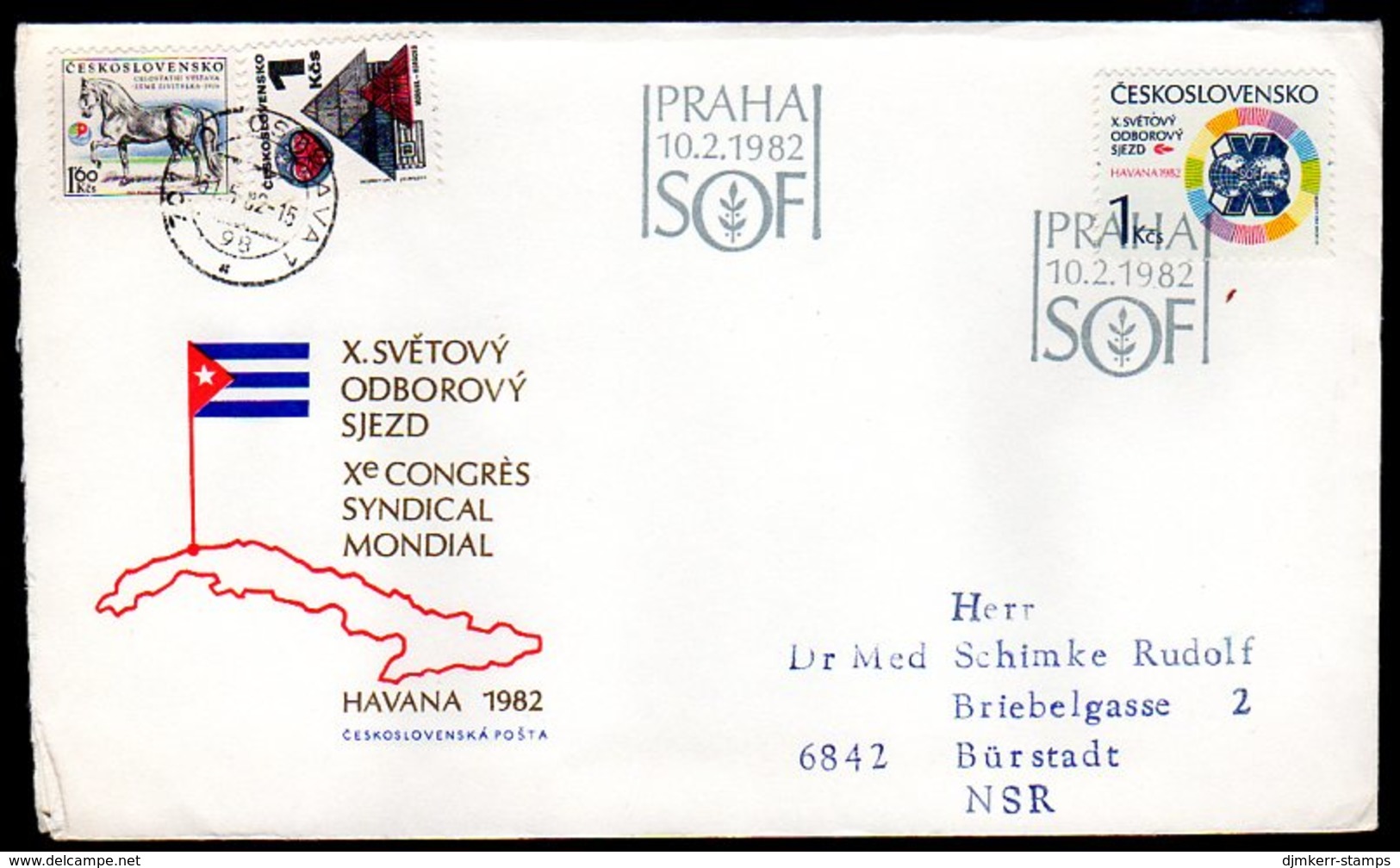 CZECHOSLOVAKIA 1982 World Trades Union Conference FDC.  Michel 2655 - FDC