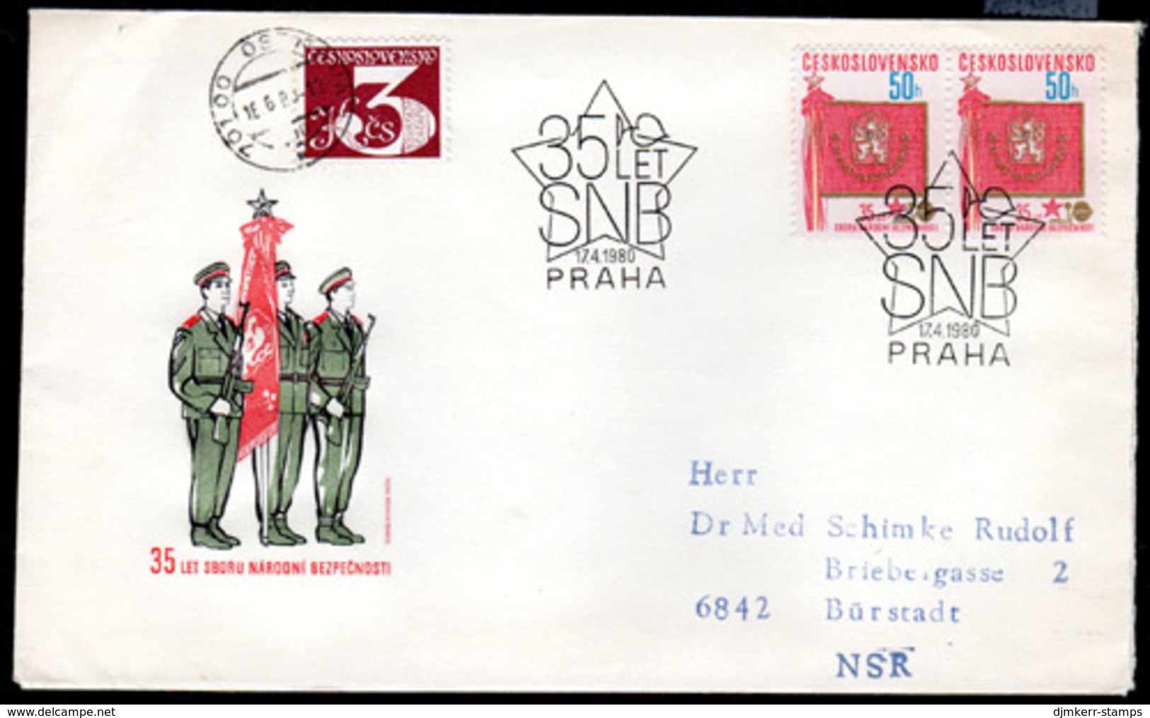 CZECHOSLOVAKIA 1980 People's Militia FDC.  Michel 2564 - FDC