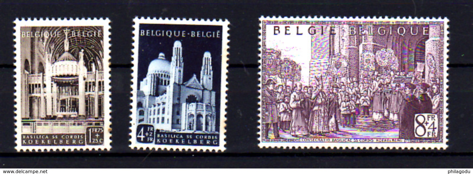 1952  Belgique, Cardinalat De Monseigneur Van Roey, 876 / 878** Rouille Au Dos, (bouche Case), Cote 42,50 € - Unused Stamps
