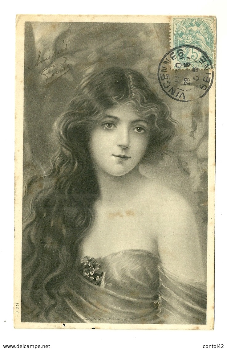 FANTAISIE FEMME ART NOUVEAU PORTRAIT FEMME CHEVEUX LONGS ILLUSTRATEUR - Femmes