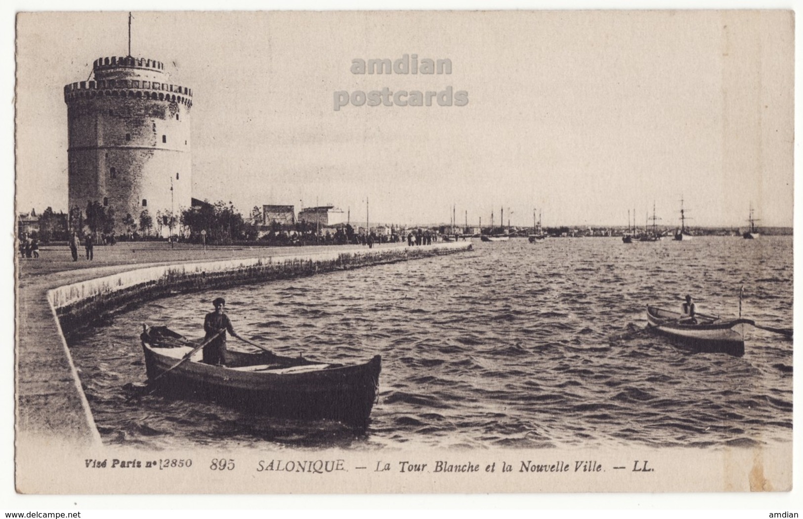 GREECE, THESSALONIKI, WHITE TOWER, NEW CITY VIEW, BOATS, 1910s SALONICA SALONIQUE Vintage Postcard - Greece