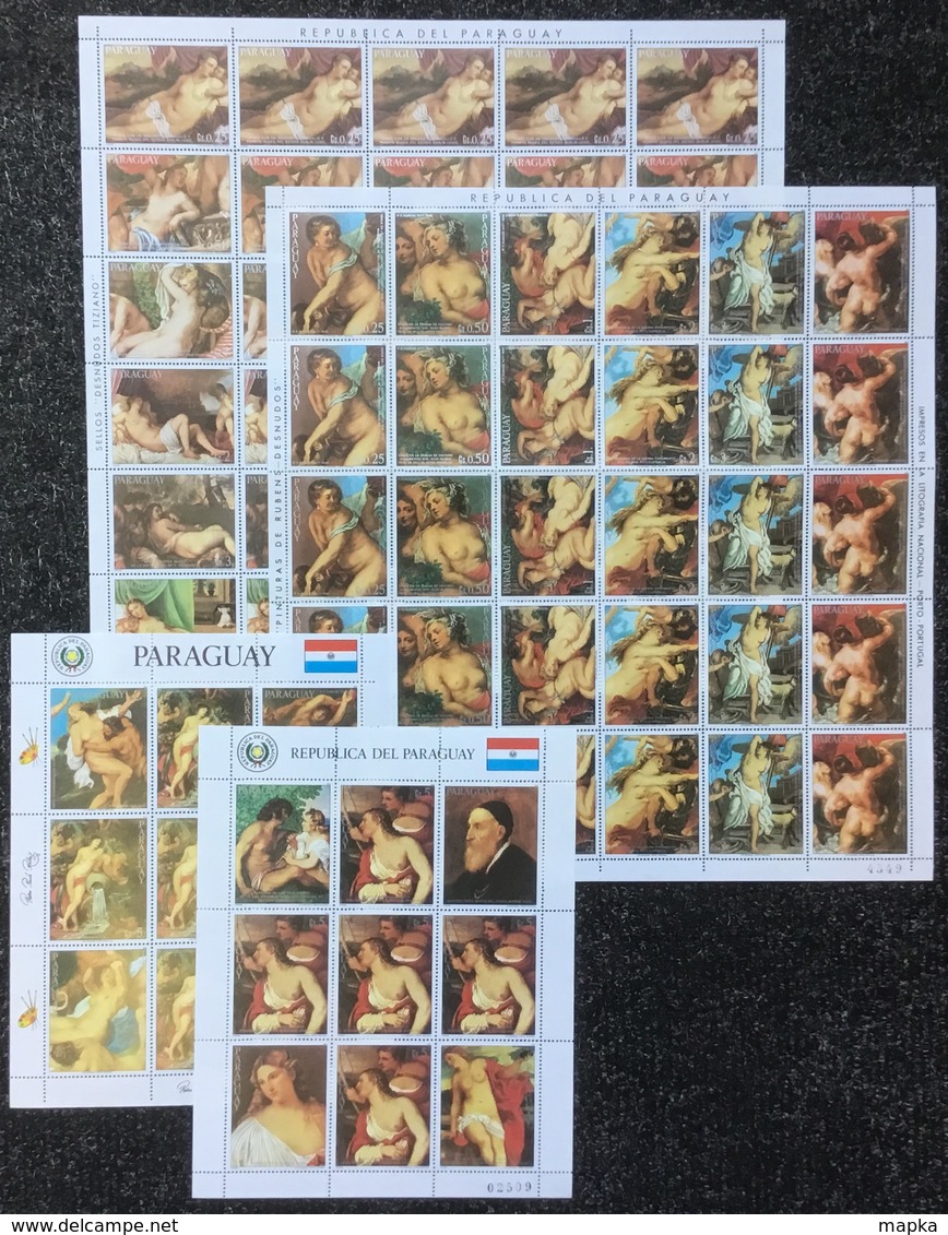 P153 1985 PARAGUAY PAINTINGS RUBENS TIZIANO MICHEL 98 € 2 BIG SH FOLDED IN 2 + 2KB MNH - Rubens