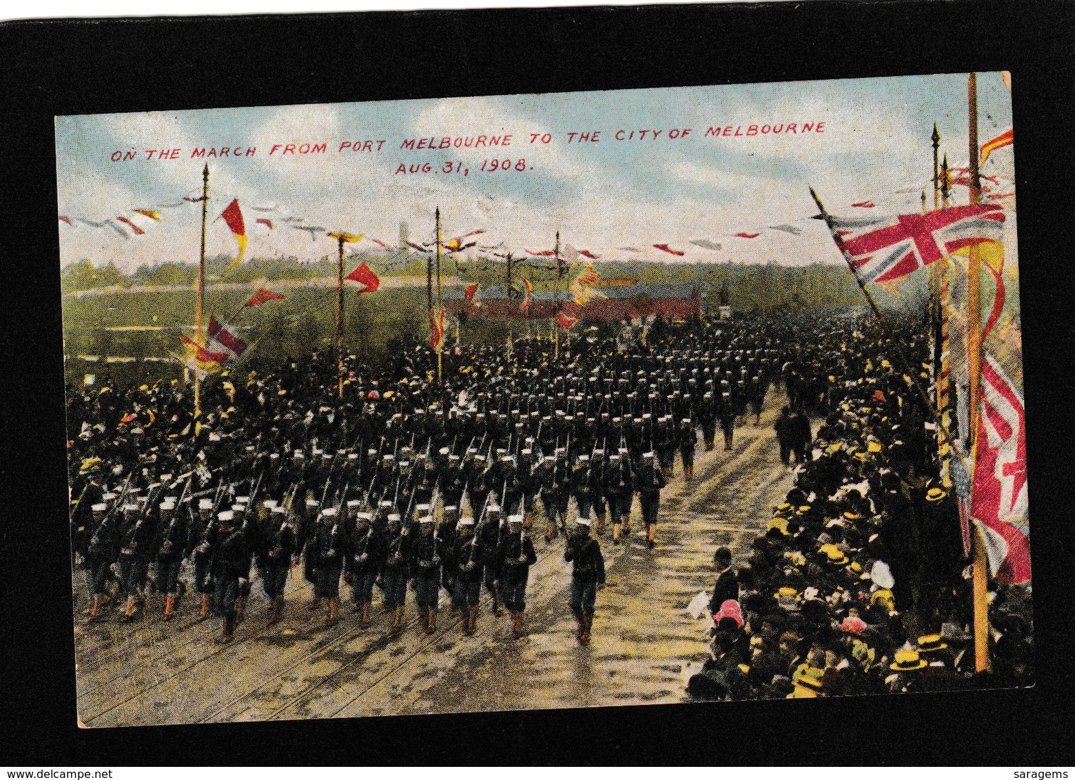 Melbourne,Australia-On The March From Port Melbourne To The City, Aug 31,1908 - Antique Postcard - Autres & Non Classés