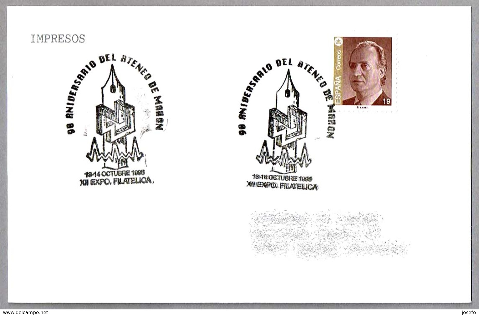 90 Aniversario Del ATENEO DE MAHON. Mahon, Baleares, 1995 - Cartas & Documentos