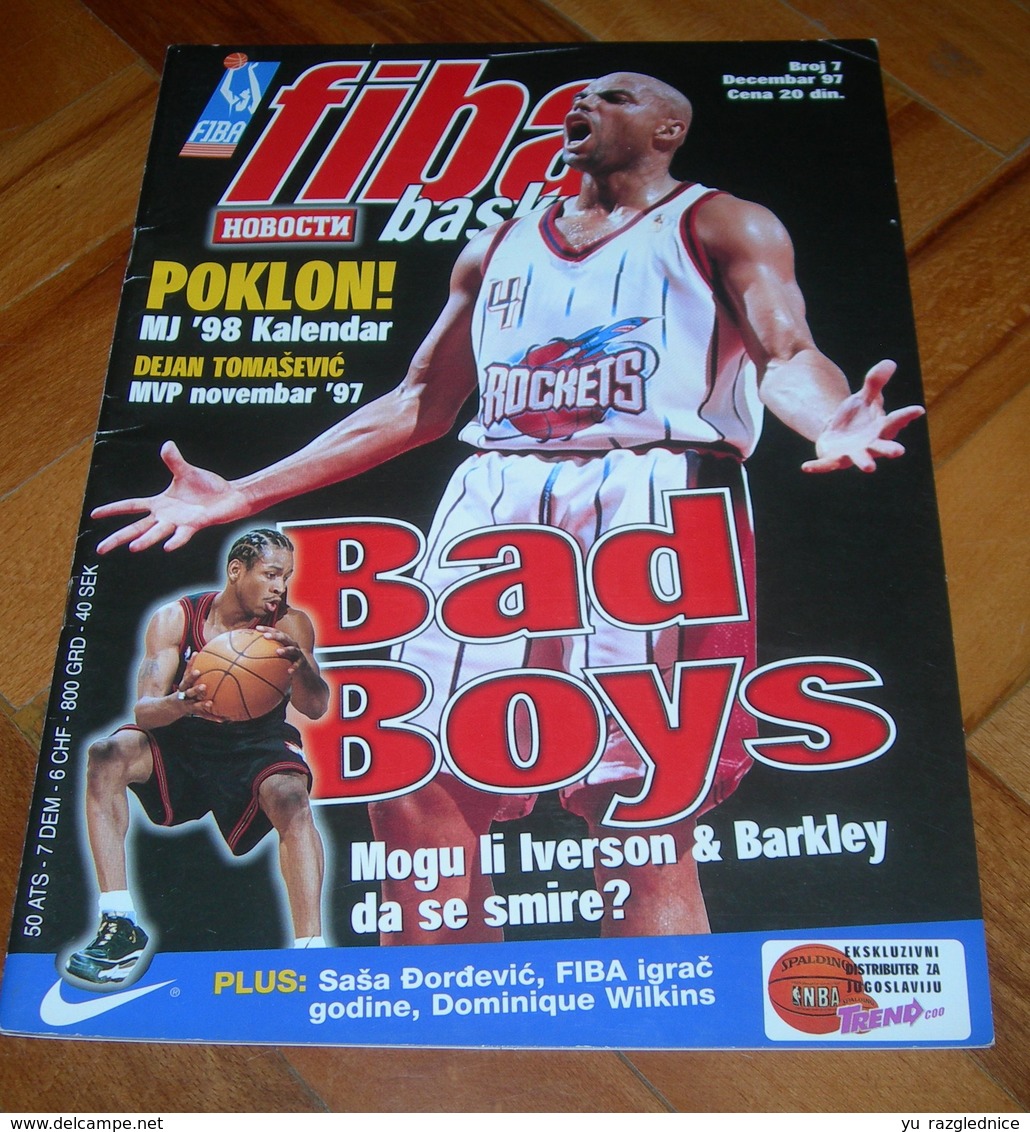 Charles Barkley Houston Rockets FIBA BASKET Yugoslavian December 1997 ULTRA RARE - Magazines