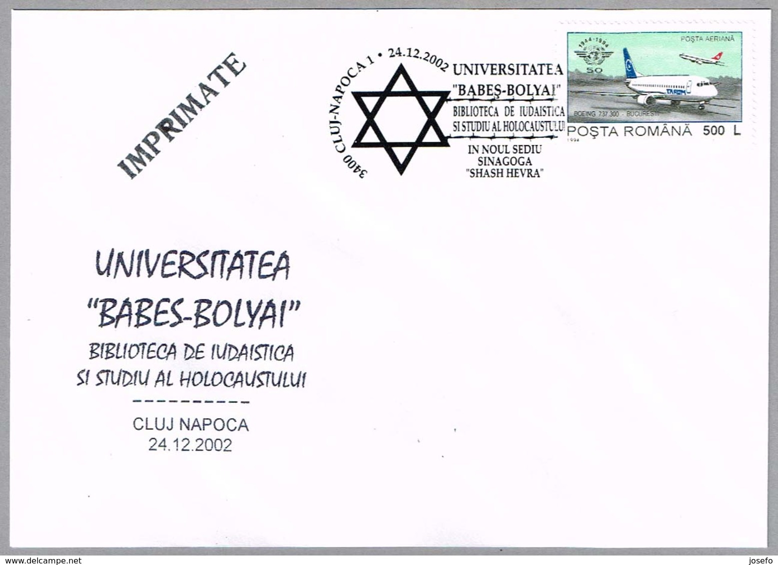 UNIVERSIDAD "BABES-BOLYAI" - Biblioteca Judaica Y Estudios Del Holocausto. Cluj Napoca 2002 - Jewish