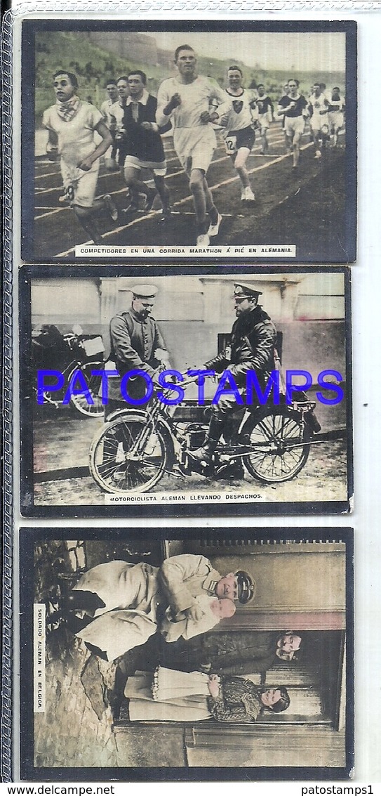 110927 GERMANY MARATHON MOTORCYCLIST & SOLDIER IN BELGIUM  FIGURITA ALBUM OBSEQUIO DE SUSINI THREE 3 NO POSTAL POSTCARD - Other & Unclassified