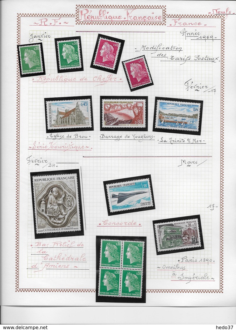 France collection timbres neufs ** - 1966/1969 - 33 scans