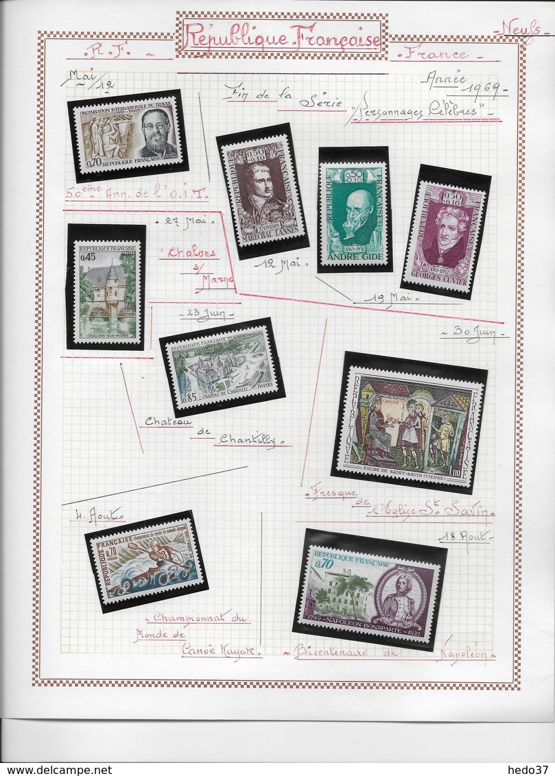 France collection timbres neufs ** - 1966/1969 - 33 scans